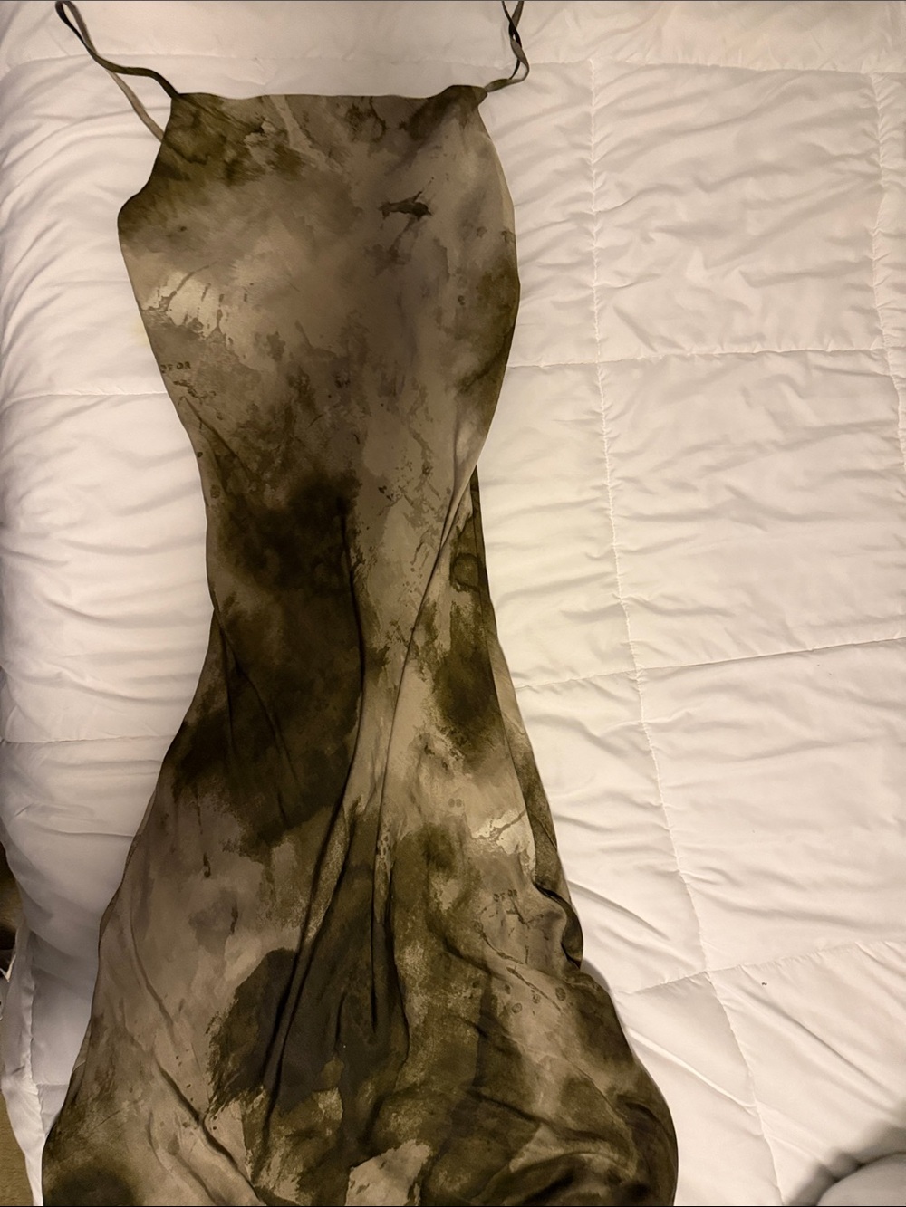Wren Olive Watercolor Slip Maxi Dress